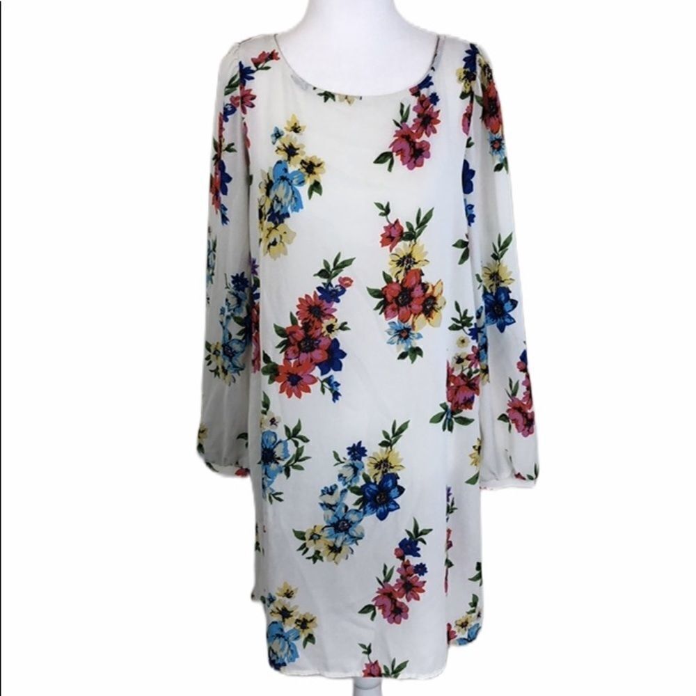 Honey Punch Semi Sheer White Floral Shift Dress Size M